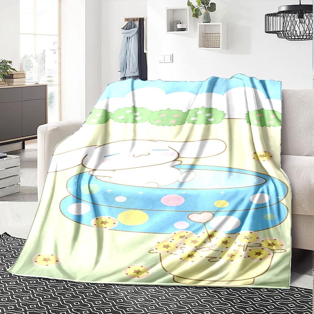 1pc Bunny Name Blanket Lightweight Flannel Throw for Sofa Bed Travel Camping Livingroom Office Couch Chair