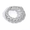 BES Fashion Gold Plated Chunky 22mm Miami Bubble Cuban Chain Bracelet Iced Out Baguette Zirconia Cuban Link Bracelet for Men