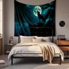Boho Chic Wall Tapestry With Moon Phase Floral Starry Sky Design Bedroom Yoga Studio Decor