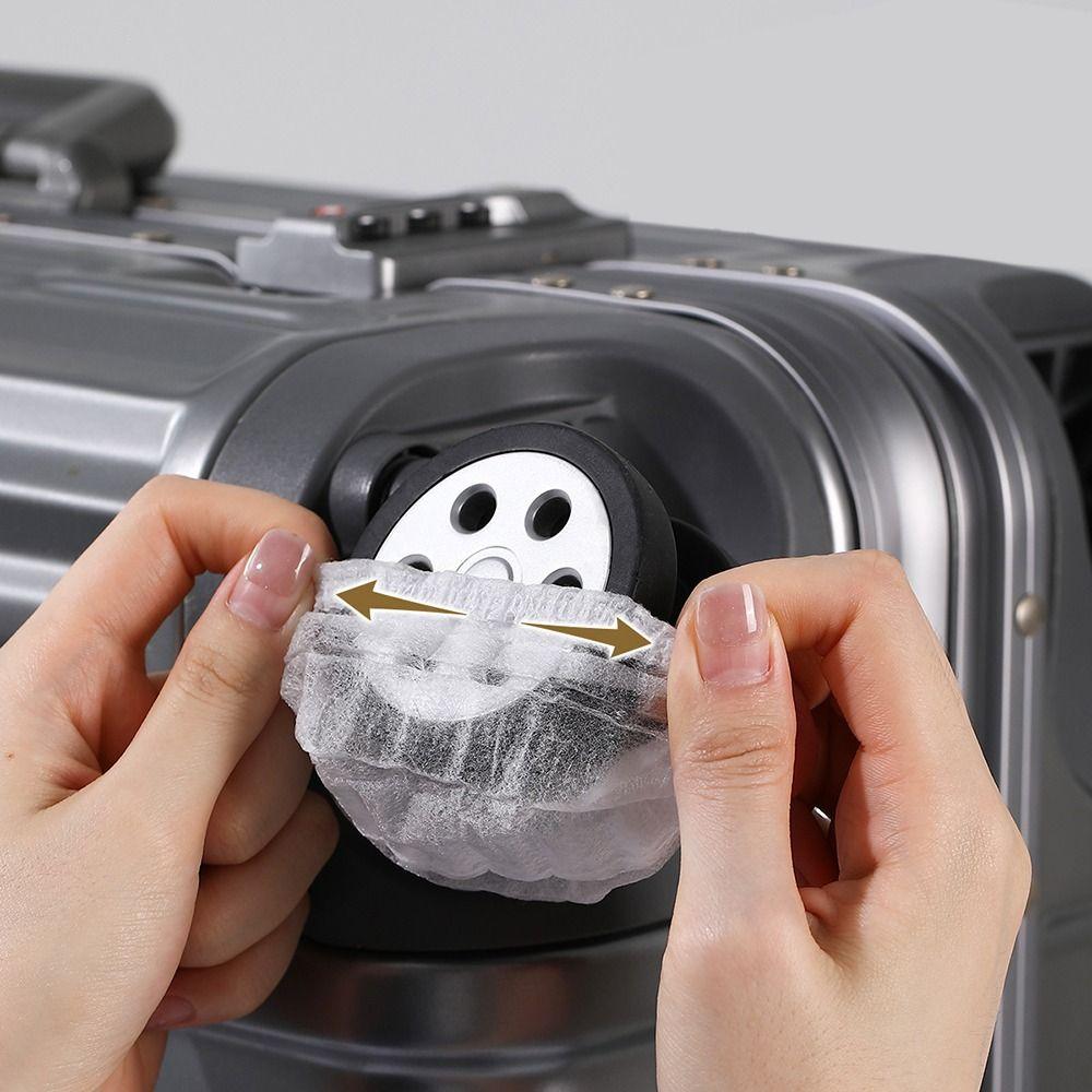 80Pcs Disposable Luggage Wheels Protector Anti-slip Wear-resistant Suitcase Wheels Protection Cover Elastic Reduce Noise