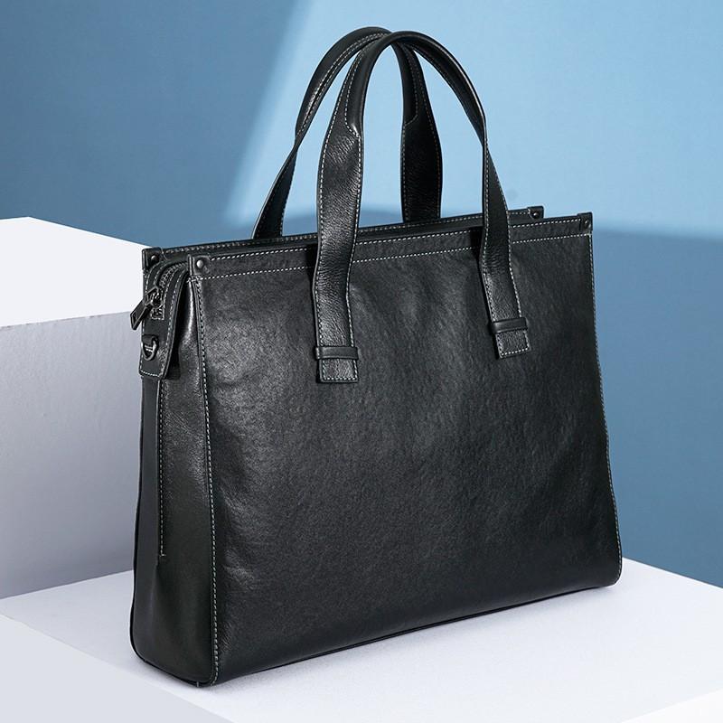 Real Cowhide Men s Handbag Vegetable Tanned Leather Horizontal Version Fashionable Briefcase Business Leisure Computer Bag Official Trendy