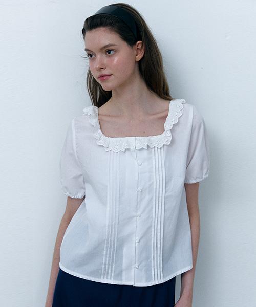 SHOP,ARA Breeze Pintuck Lace Blouse_White
