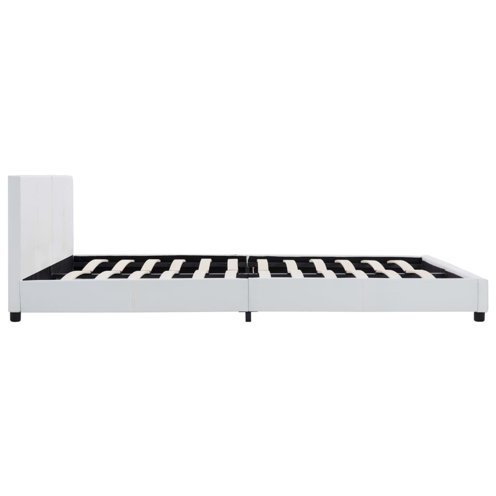 Bed Frame White Faux Leather 180 x 200 cm