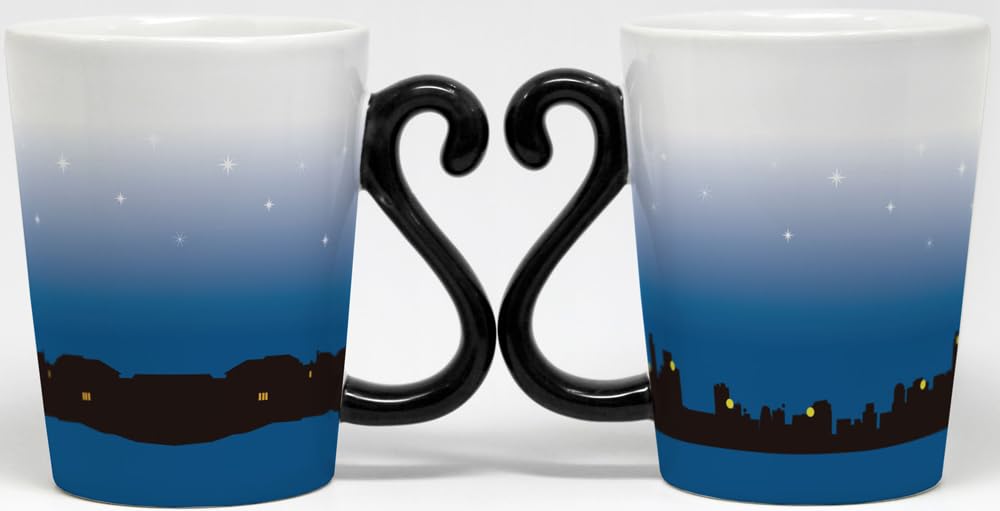 Artha Twin Black Transforms from Black to White When Filled with Hot Stylish Mugs with Tail Arrives in a Heart Shape Mugs, Cat, Color-Changing/Dawn,