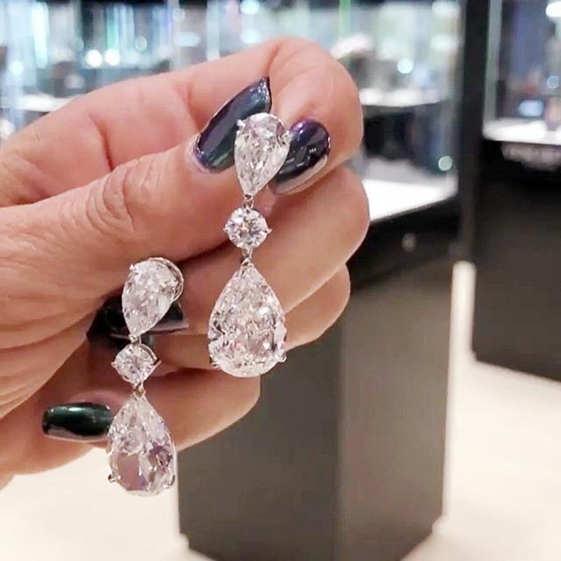 

Huitan Роскошные серьги-подвески цвета серебра в виде капли воды для женщин, AAA грушевидный кубический цирконий, свадебные и помолвочные украшения для невесты