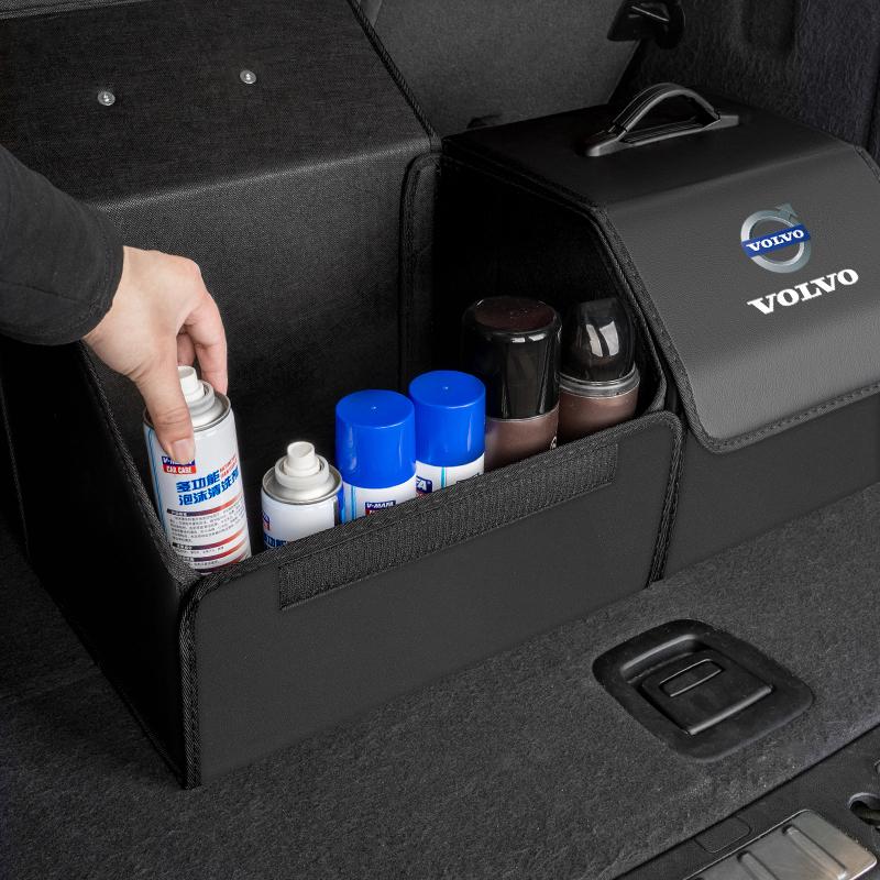 Volvo Car Trunk Leather Storage Box Foldable Auto Organizer Bag For Xc60 Xc90 V40 V60 S60 V50 V90 S80 C40 XC40 V70 XC70 C30 C70