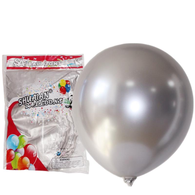 Shuai An Metallic Chrome Balloons: Gold, Silver, Blue, Green, Purple - 5", 10", 18", 36" Round Latex Party Decorations