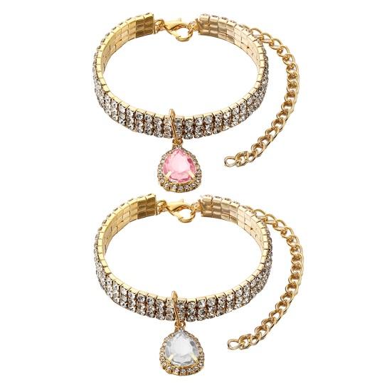 Yousheng Pet Collar Sparkling Rhinestone Pet Necklace Adjustable Stylish Pendant Jewelry Cats Dogs Necklace Pet Supply