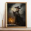 Witch Magical Art Print Witch with Full Moon Wall Decor Darkness Witches Painting Wall Decor Canvas Poster Dark Romantic Decor
