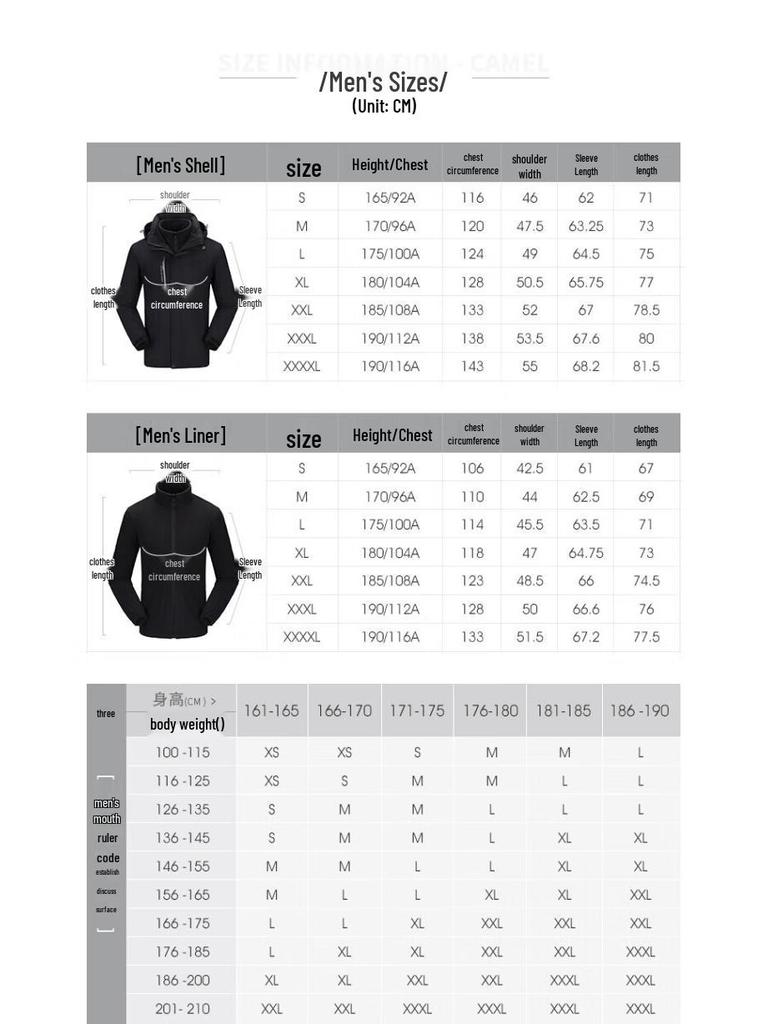 Camel 3-in-1 Waterproof Couple Hiking Jacket