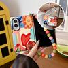 Cartoon Print Phone Case for Samsung Galaxy Z Fold8 Detachable Colorful Beaded Wrist Strap Shockproof Protective Cover for Women,Bumpers Cover
