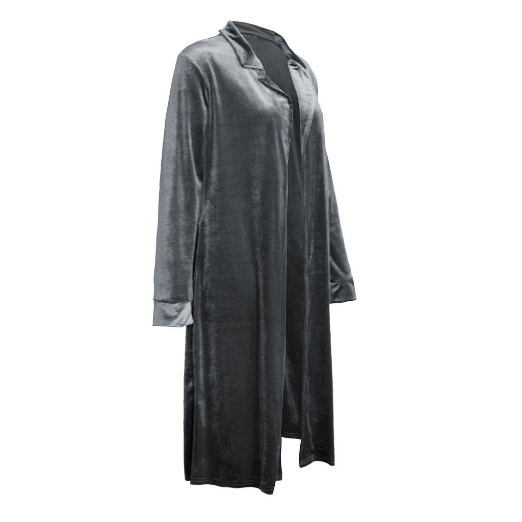 Women's Fashion And Winter Cardigan Jacket Gold Velvet Long Windbreaker