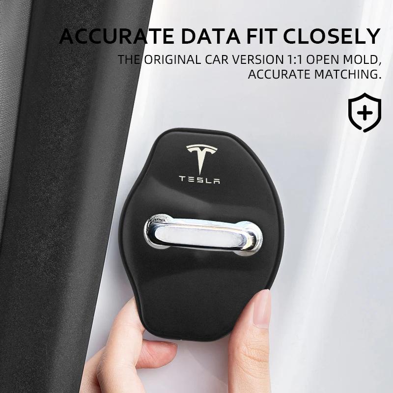 For High-quality Matte Car Door Lock Cover Auto Emblems Case For Tesla Model 3 Model X Y Style Roadster Accessories