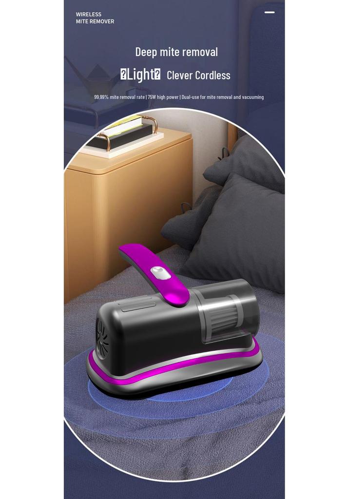 Wireless Handheld UV Mite Removal Vacuum Cleaner with Large Suction and Automatic Sterilization