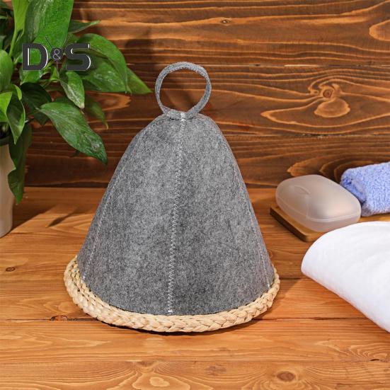 Felt Sunna Hat Unisex Vaporarium Hat Thermal Insulation Elastic Water-absorbing Hair Drying Cap Solid Color Spa Bath Accessories