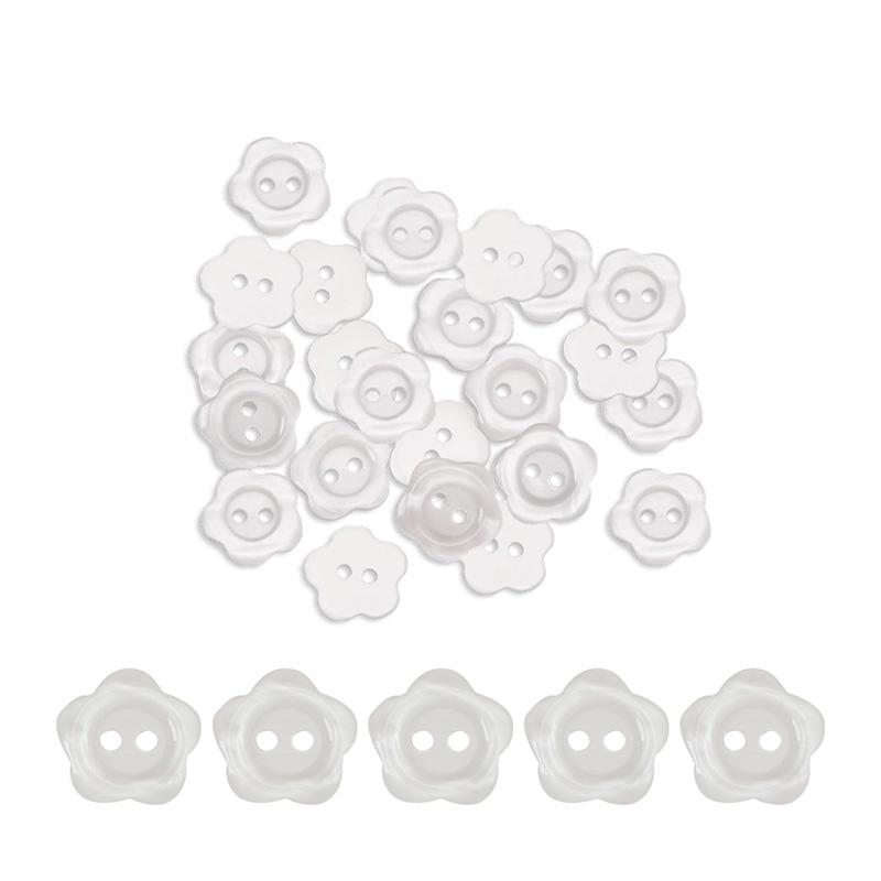 30Pcs Resin Button Sewing Craft Buttons for Sewing Knitting Arts Crafts DIY Handmade 15mm 2 Holes Buttons Flower Shape Buttons