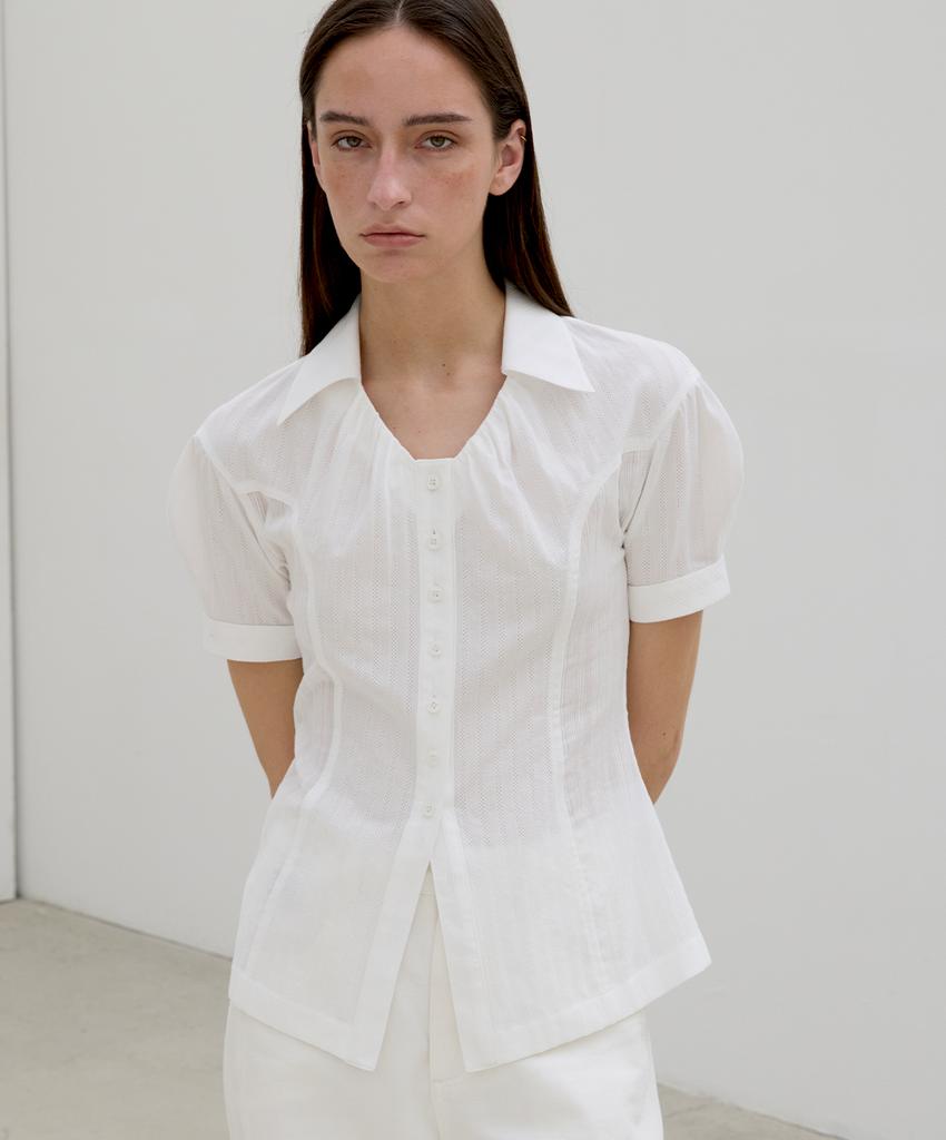 EMKM Johnny Collar Blouse_White