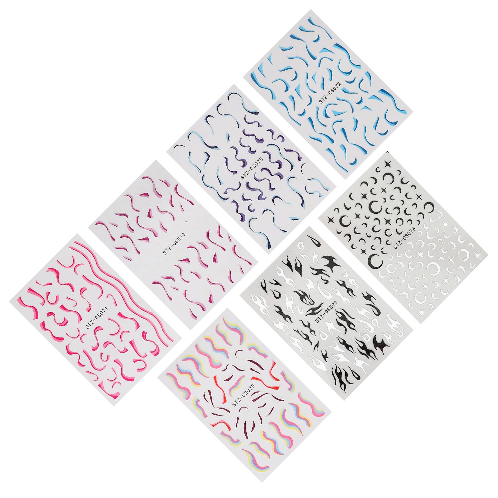 

7 Sheets of Fire Flame Nail Stickers Self Adhesive for Nail Art Decoration Design