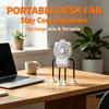 Ventilador de escritorio portátil recargable con luz LED y soporte de ventosa para hogar y oficina
