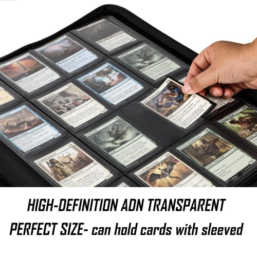 ByderPro 1000+ Pocket Trading Card Binder, Holds 1024 Trading Cards - 16-Pocket Ringless Trading Card Album for Trading & Sports Cards, TCG, Leather w