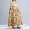 Season's New Vintage Print Loose Hem Long Dress