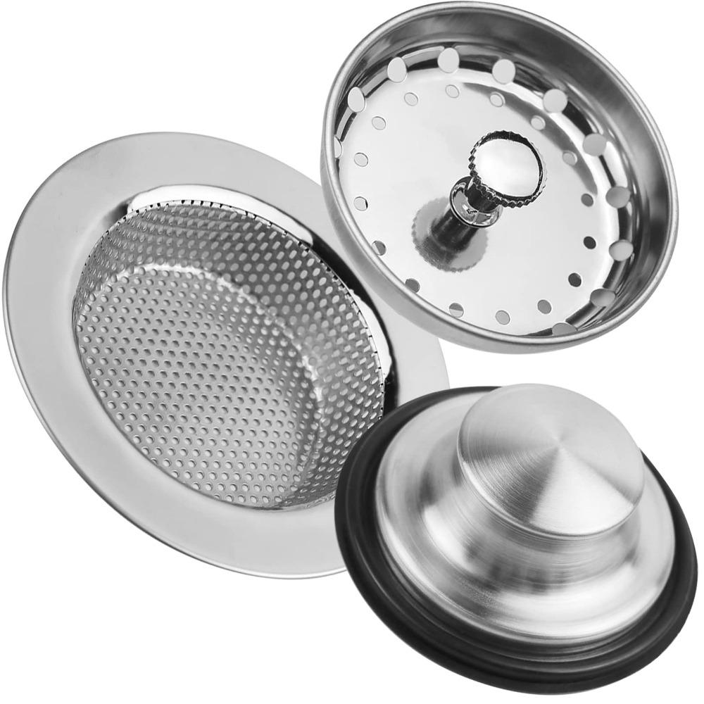 

2 Pieces/3 Pieces Stainless Steel Sink Drain Strainer Silver Kitchen Sink Accessories Kitchen