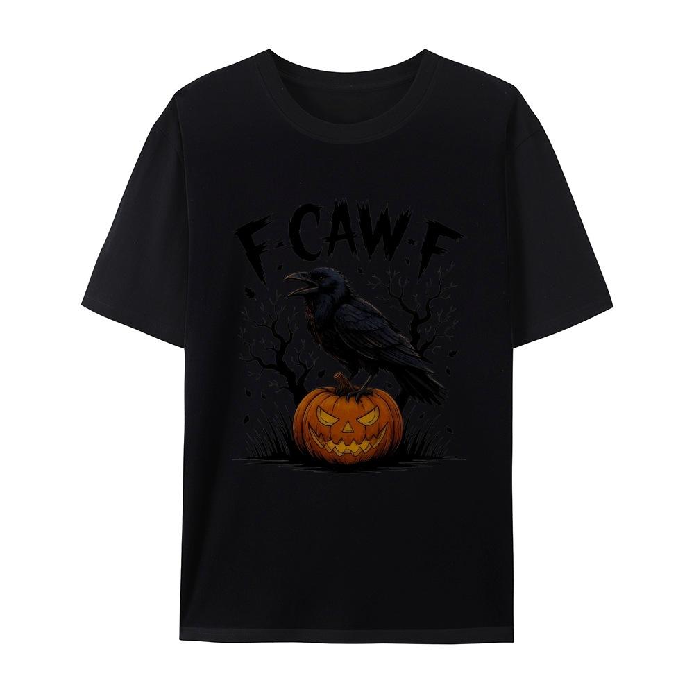 

Summer New F-Caw-F Raven Pumpkin Pattern Printed Sporty Pure Cotton Casual Loose T-shirt for Both Men and Women 3XL