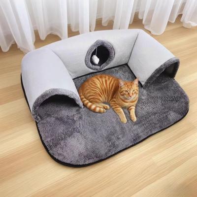 Interactive U Shape Cat Play Tunnel Polyester Fabric Foldable Design For Cats Exploration Indoor Entertainment Activity