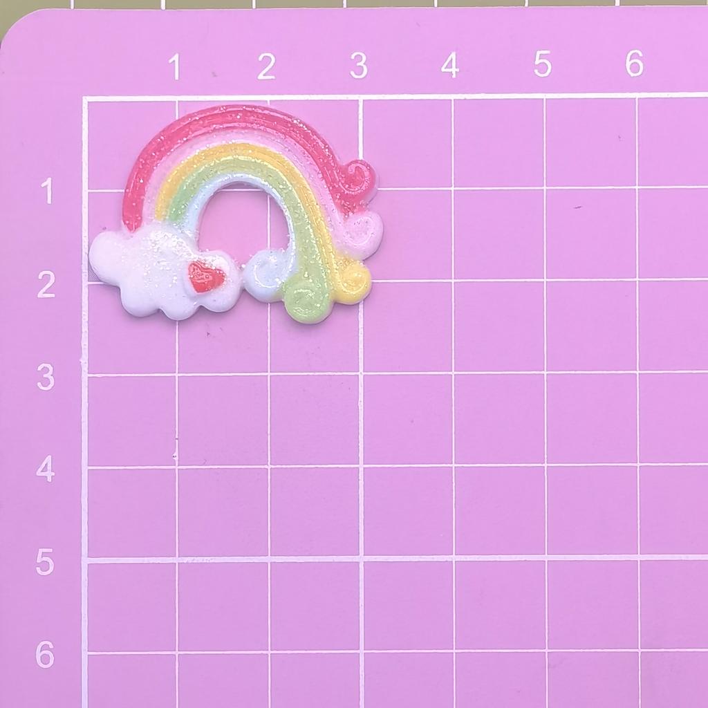 100pcs Kawaii Rainbow Cloud Flatback Charms Glitter Resin Cabochon Embellishments DIY Scrapbooking Supplies