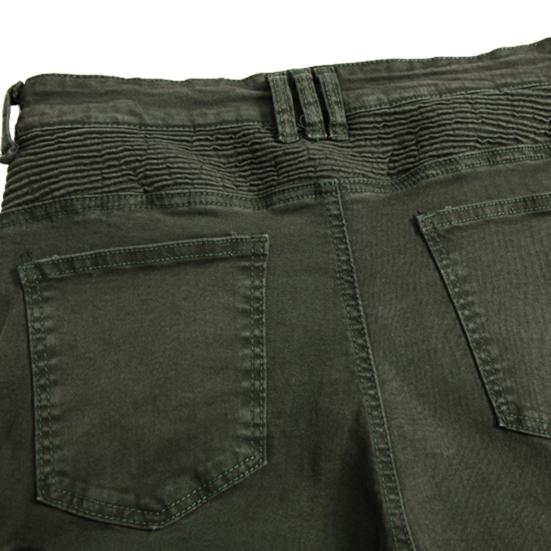 Motorcycle Cargo Pants Pleats Multi Pockets Solid Color Slim Fit Streetwear Hip