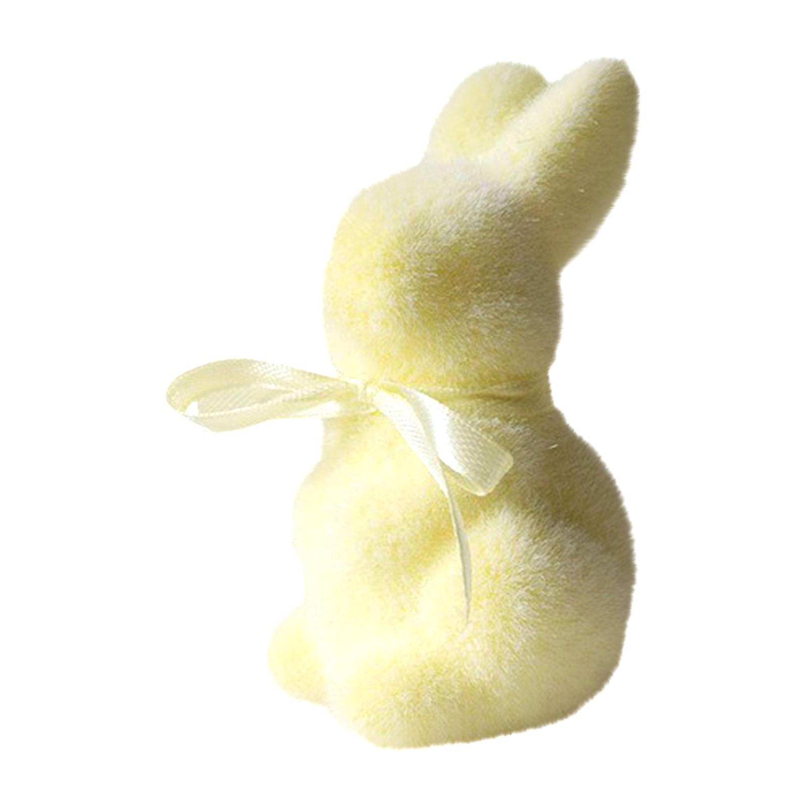 

Пасхальный пушистый flocked кролик, Пасхальный декор стола из искусственного мха, Праздничная пасхальная фигурка-статуэтка, Весенние садовые украшения жёлтый