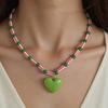 Heart Beaded Necklace Unique Neck Jewelry Heart Pendant Necklace Resin Texture Fashion Necklace for Fashion Ladies