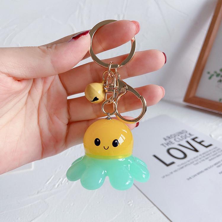 Cute Octopus Keychain With Colorful Acrylic Pendant Metal Material Unisex Style