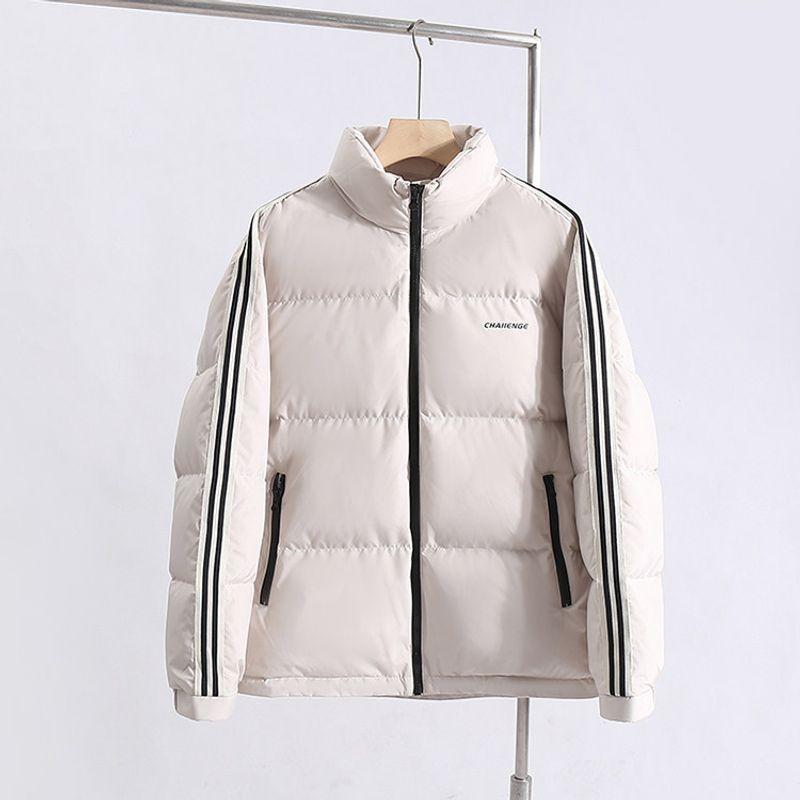 Outdoor Sports Stand-Collar down Jacket for Men, Winter Thickened Cotton Coat, Foreign Trade Men s Functional Puffer Jacket Ivory White 165