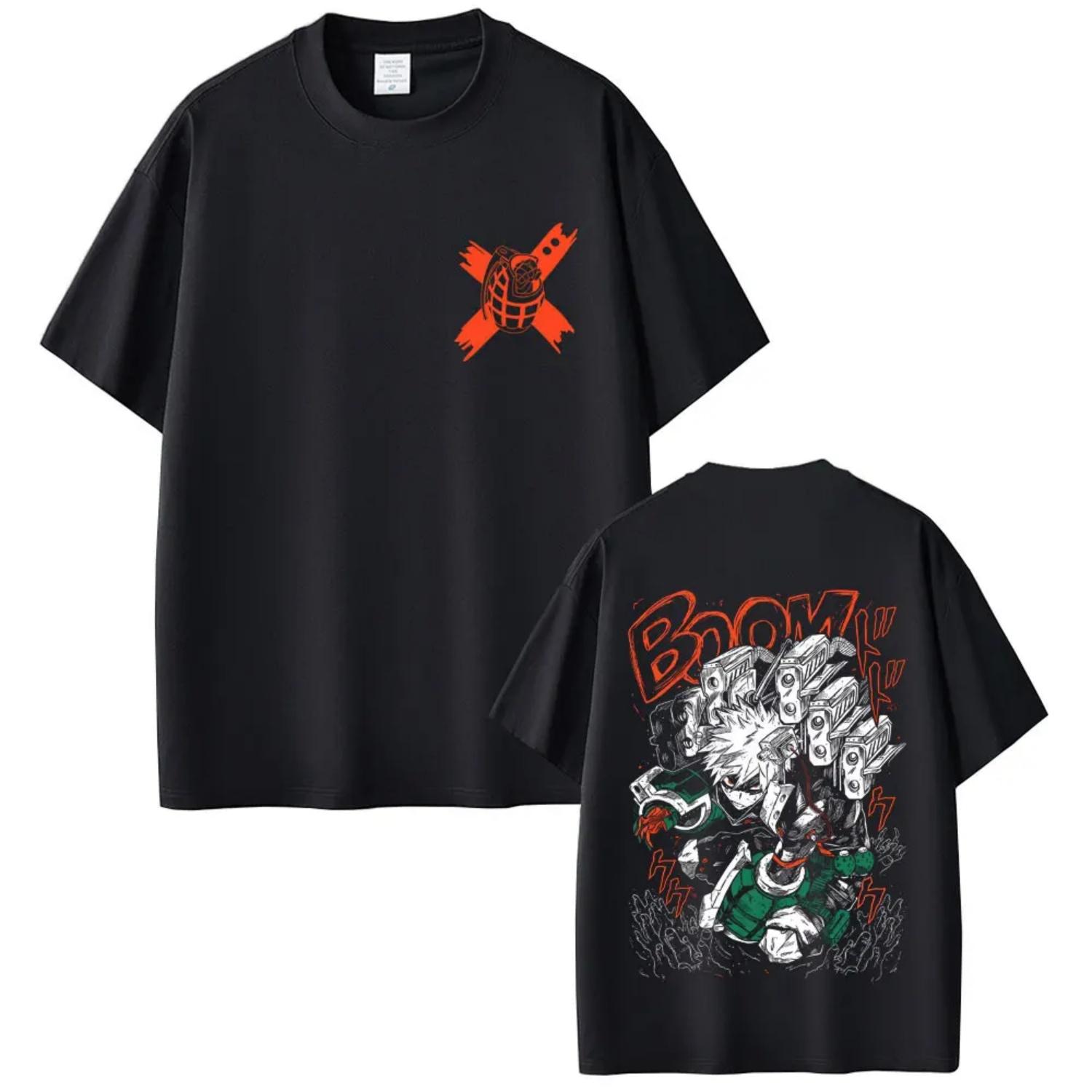 

Japanese Anime My Hero Academia Print T-shirt Cartoon Bakugou Katsuki Graphic T Shirts Men Women Manga Oversized Cotton Y2K Tees S разноцветный