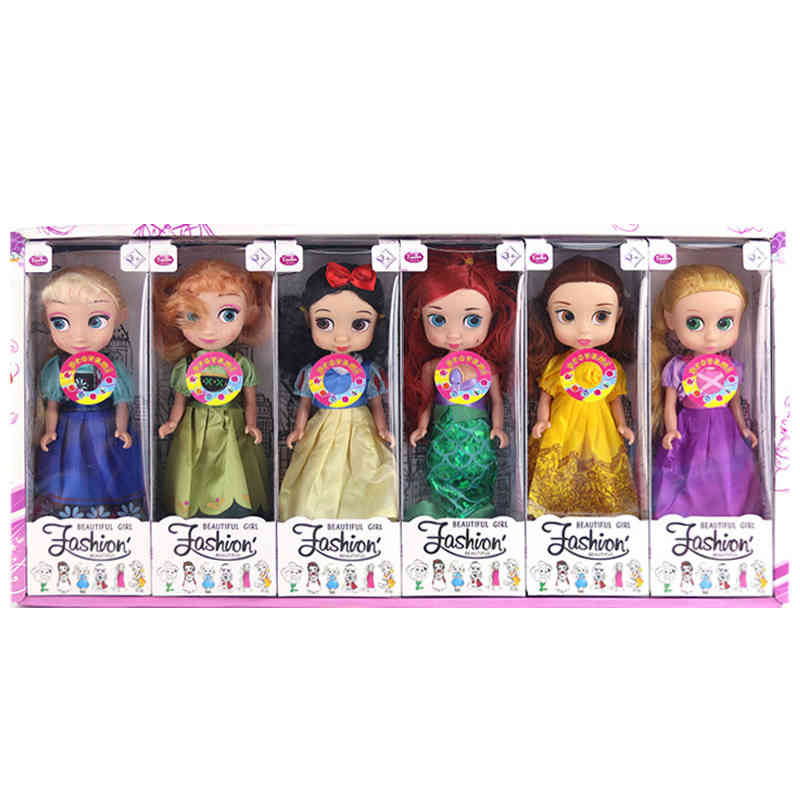 6Pcs Cartoon Princess Doll Set, Fashion Dress Up Play House Toy, Cute Character Model, Birthday Christmas Gift for Girls