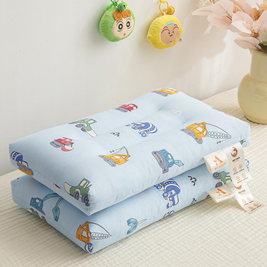 Cartoon Kids Pillow Cotton Double Layer Yarn Baby Sleeping Pillow Newborn Children's Neck Protection Bedding Baby Items