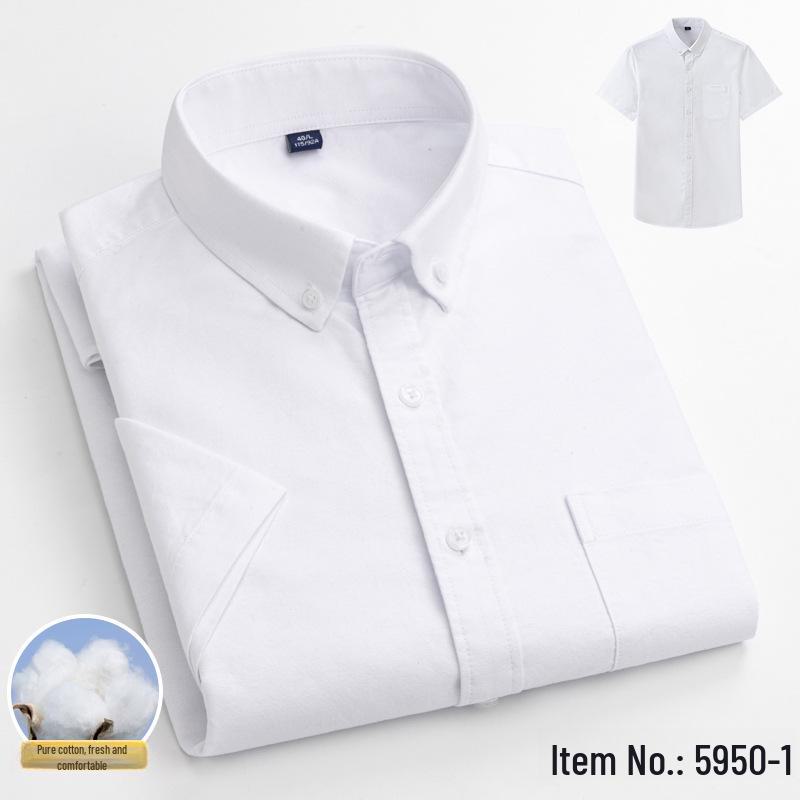 

Мужская дышащая рубашка Oxford из чистого хлопка без железа с коротким рукавом — летняя, деловая, повседневная L