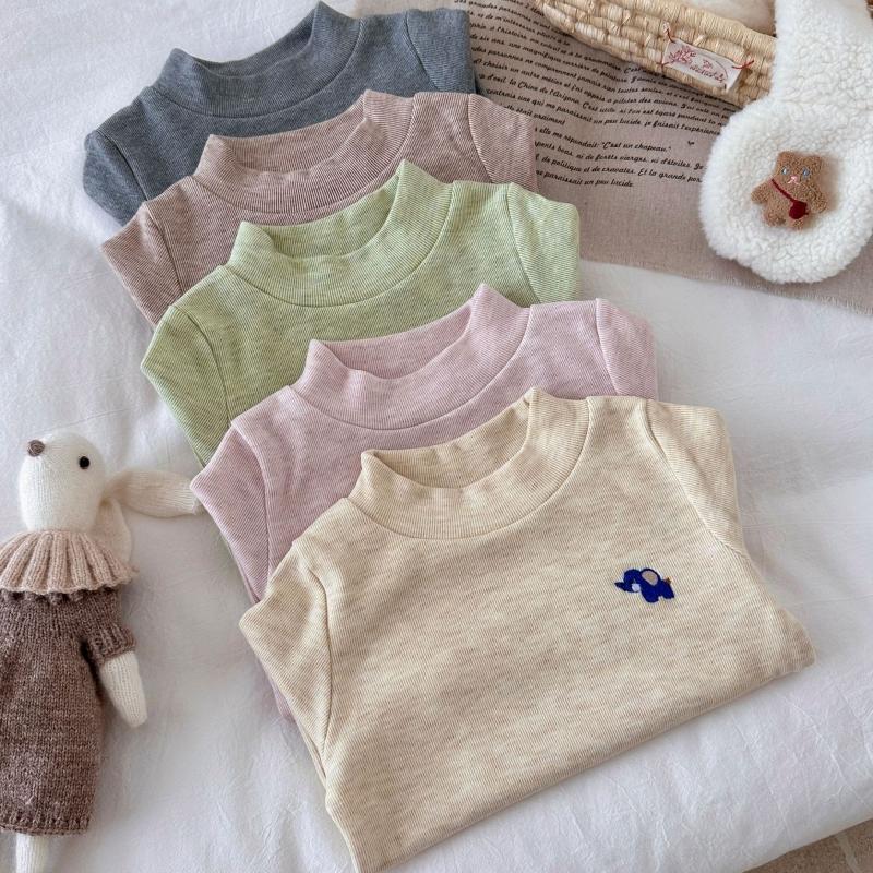 Kids Tops Spring Autumn Warm Children T-shirt Velvet Shirts for Boys Girls Children Bottom Toddler Long Sleeve Baby Clothing