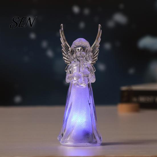 Romantic Valentine Gift Guardian Angel Night Light, Small Prayer Reading Playing Music Mother Day Idea Figurine with LED Light for Desk, Table, Shelf