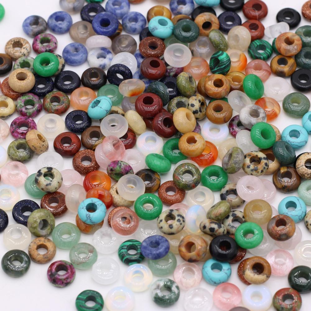 Round Bead Big Hole Loose Beads Agates Lotus  Perforated Beads Agates Stone Beads  Jewelry Making