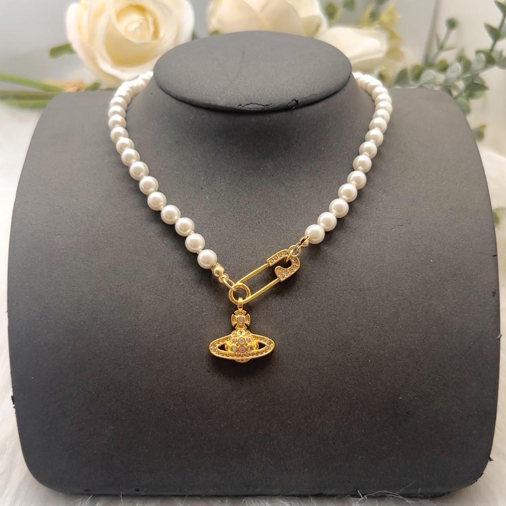 Empress Cixi Saturn Brosch Halsband - Lyxig Dam Gem Nyckelbenskedja