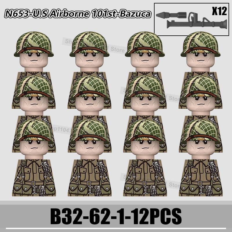 WW2 US Rangers 101 Airborne Soldier Figures Building Blocks Military Army Infantry Gear Helmet Rifle Guns BAR Bricks Toy Gifts