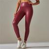 Leggings High Waist Yoga Sports Women Pants Elastic Pu Leather High