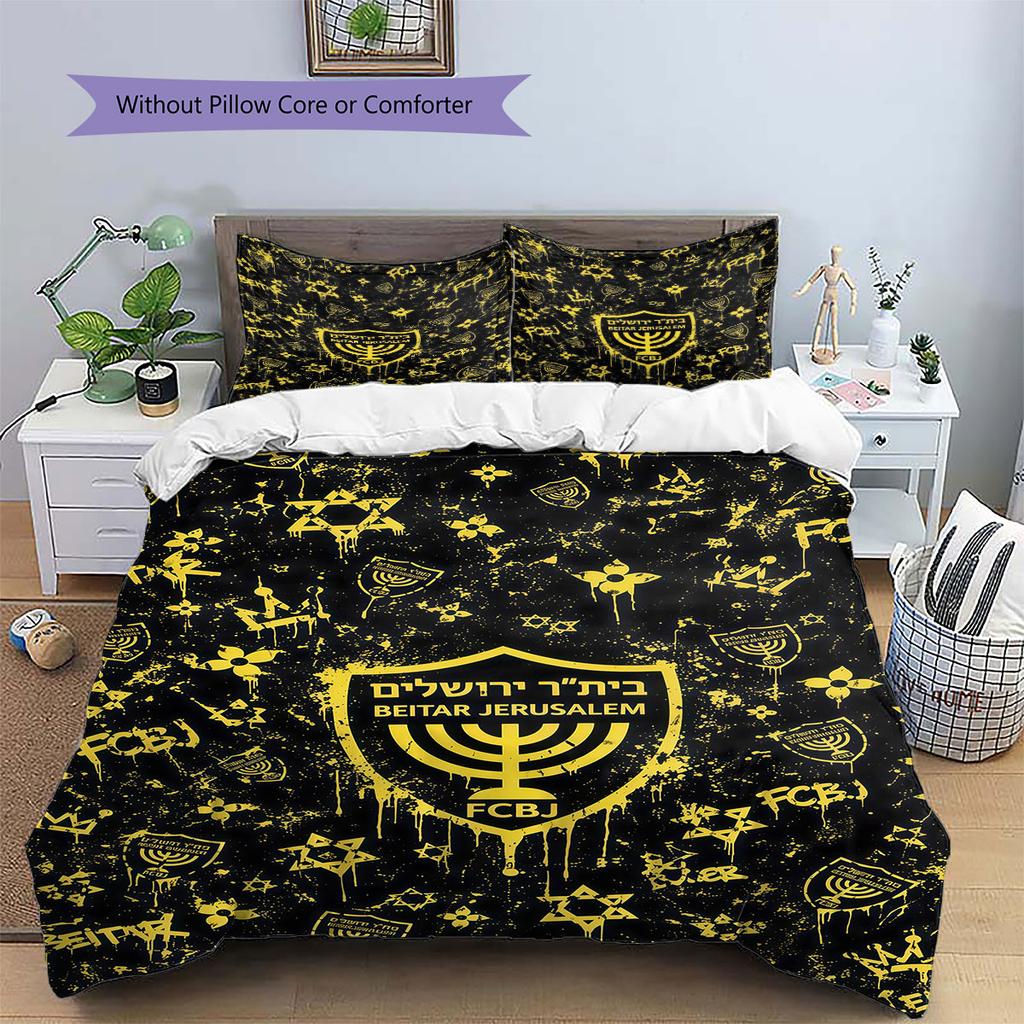 Beitar Jerusalem Pattern Bedding,Quilt Set Quilt Cover Pillowcase Home Birthday Gift(1 * Duvet Cover + 2 * Pillowcase, Without Core)