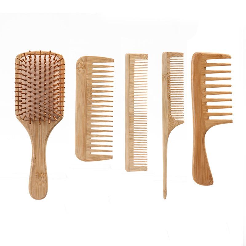 Natural bamboo massage cushion comb, wide teeth, smooth hair, anti-knotting airbag comb, scalp care hairdressing comb, suitable for home travel