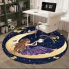 1pc Anime Design Round Carpet Office Chair Mat with Girl, Cat, Butterflies, Stars, Moon Festival Gift for Home Decor
