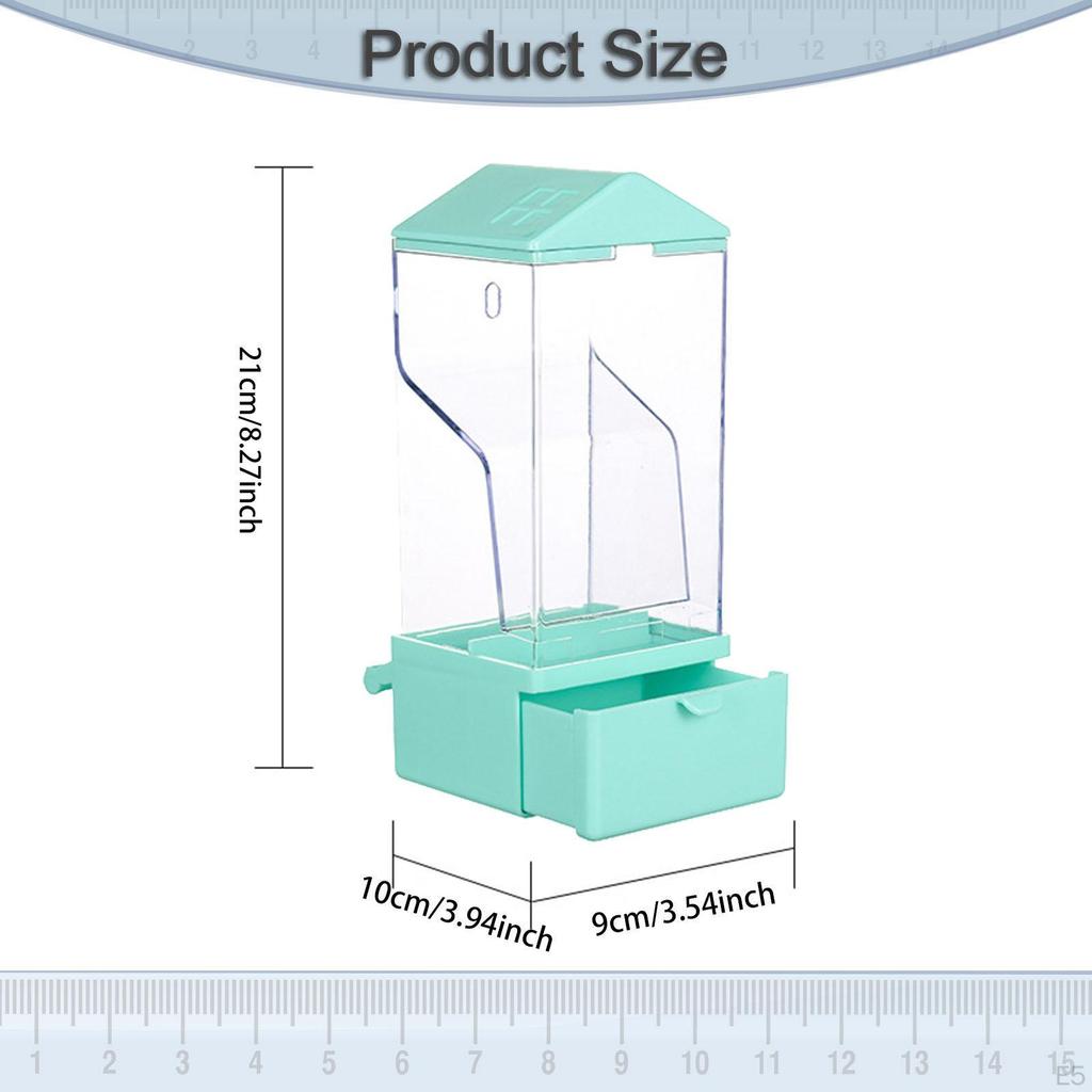 Automatic Bird Feeder Cage Accessory Clear Reusable Pull Out Bottom Tray Parrot Dispenser for