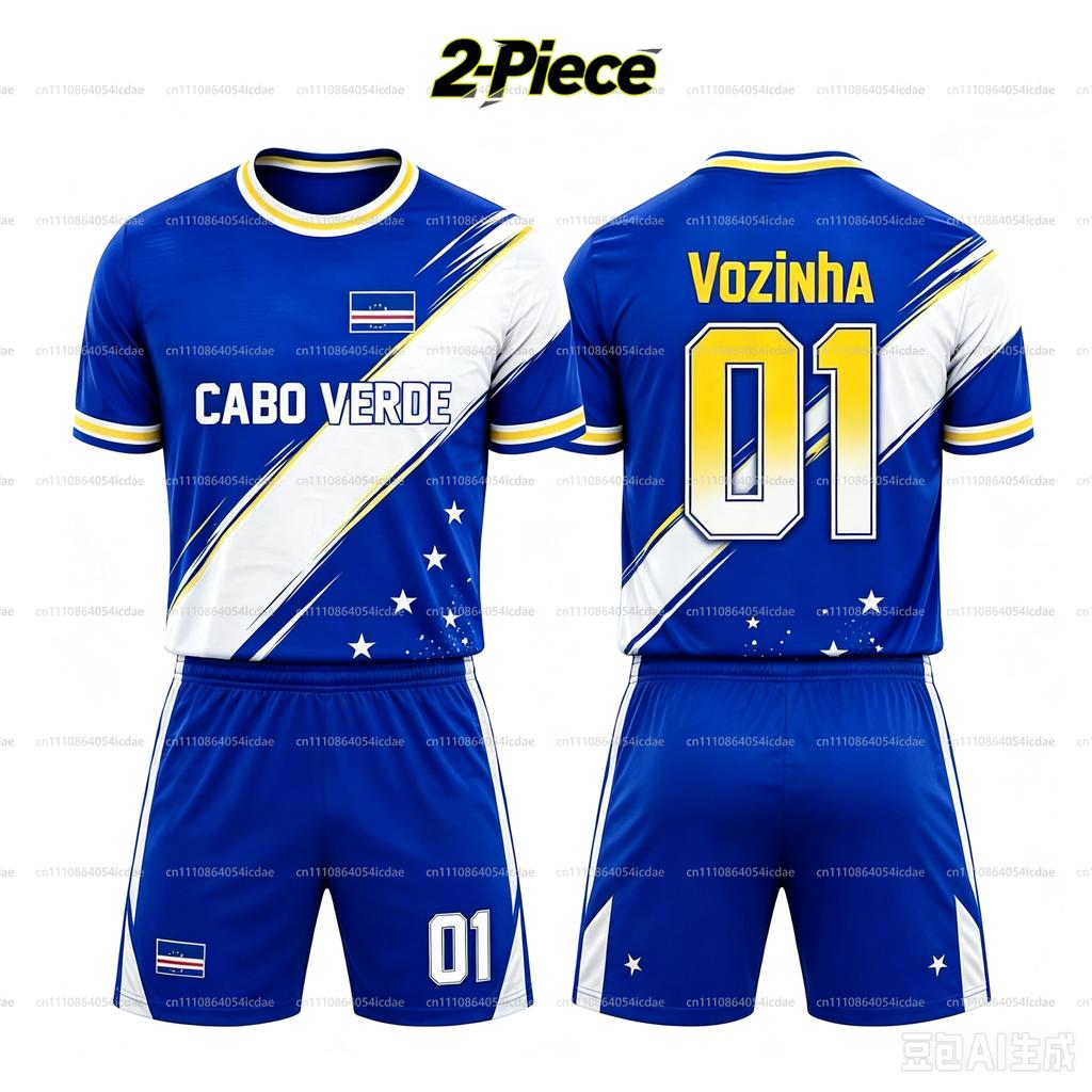 2 Piece 2026 Capo Verde VOZINHA #01 Fan Football Jersey T-Shirt Family Matching Set Breathable Special Kit for Adults Children