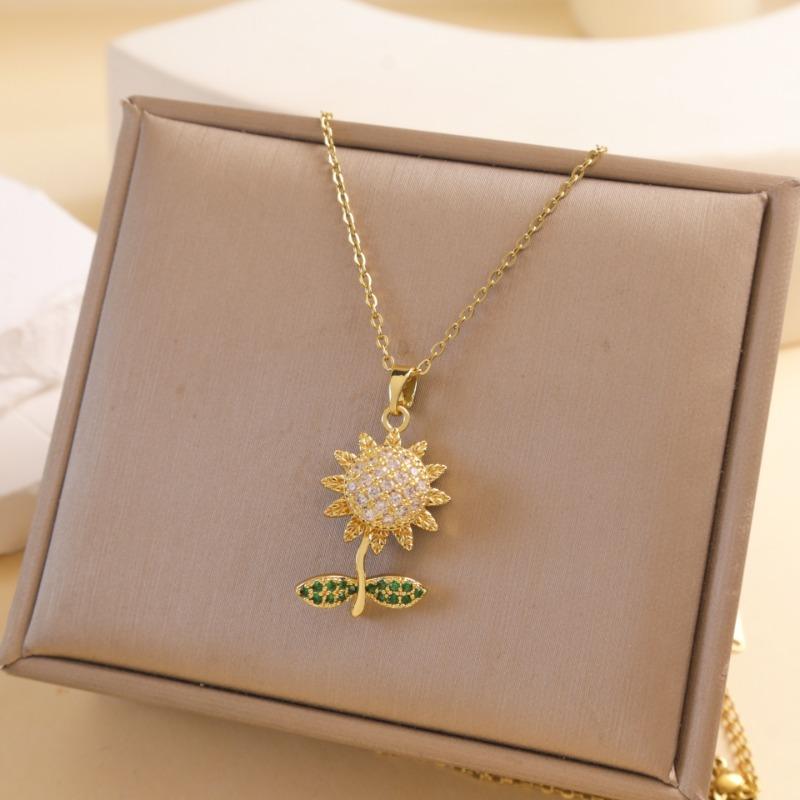 Fashionally Swirling Sunflower Necklace, Collar Chain, Versatile and High-end Accessory